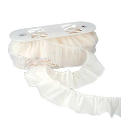 2.5" White Sheer Pleat with Rhinestone Trim by Celebrate It®