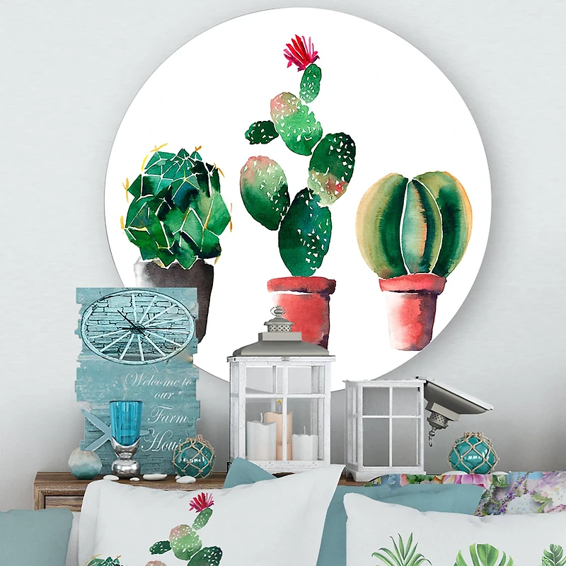 Designart - Three Cactus In Clay Pots