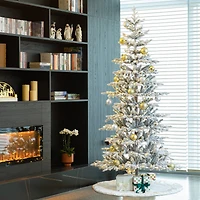 8ft. Pre-Lit Deluxe Flocked Fir Artificial Christmas Tree, Warm White Lights