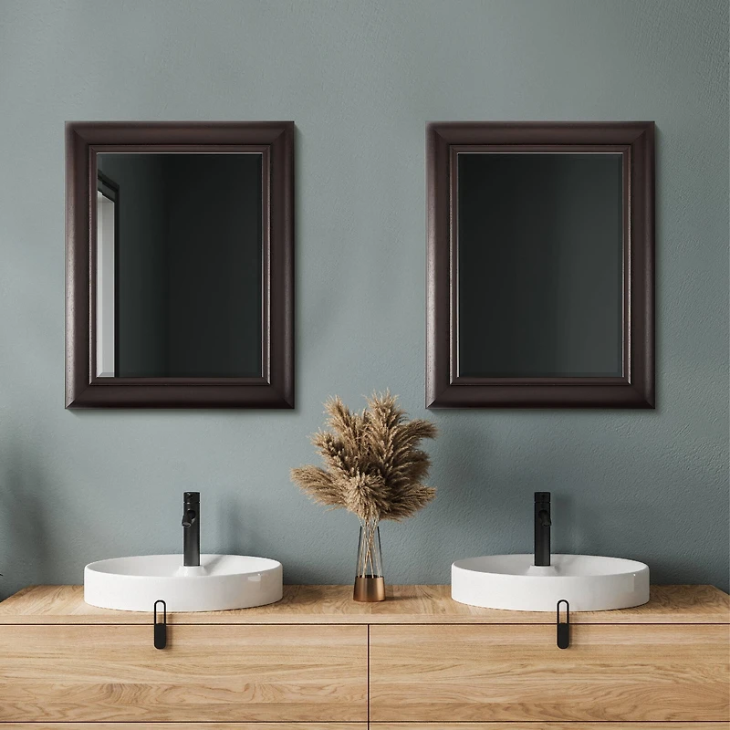 Head West 30" Espresso Framed Wall Vanity Mirror