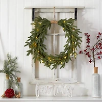 24" Pre-Lit Holiday Christmas Cascading Pine Wreath