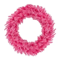3ft. Pre-Lit Pink Spruce Christmas Wreath, Pink Lights