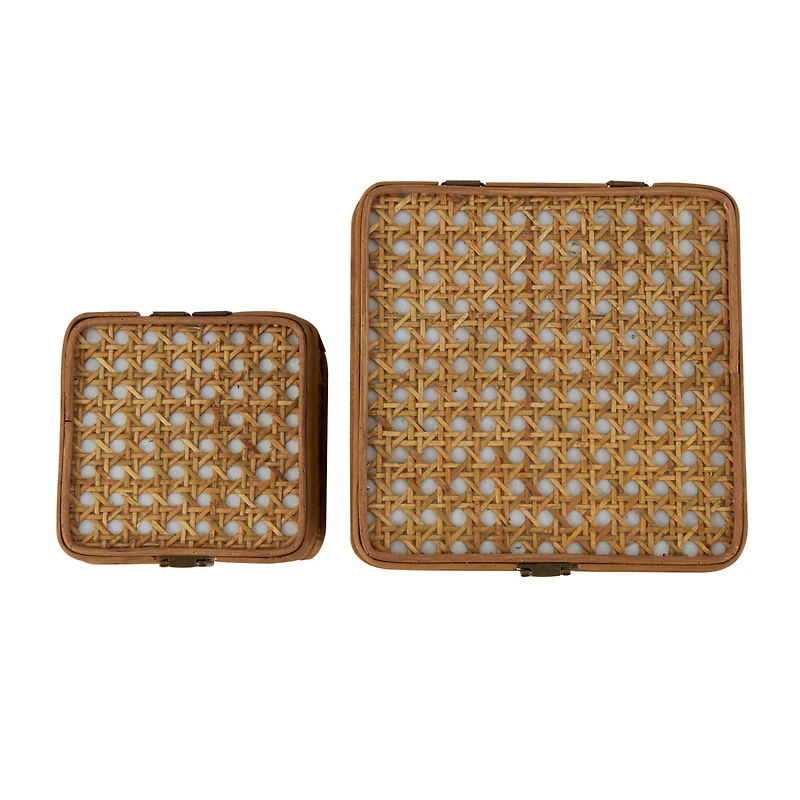 Brown Handmade Woven Rattan Box Set