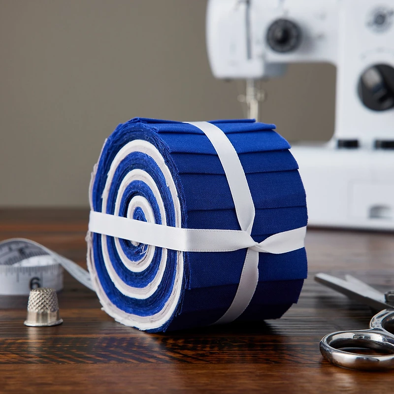 Blue & White Cotton Fabric Strips by Loops & Threads™