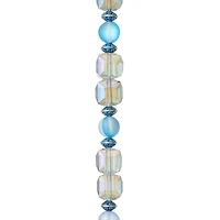 12 Pack: Aqua Mixed Glass Round & Cube Beads by Bead Landing™