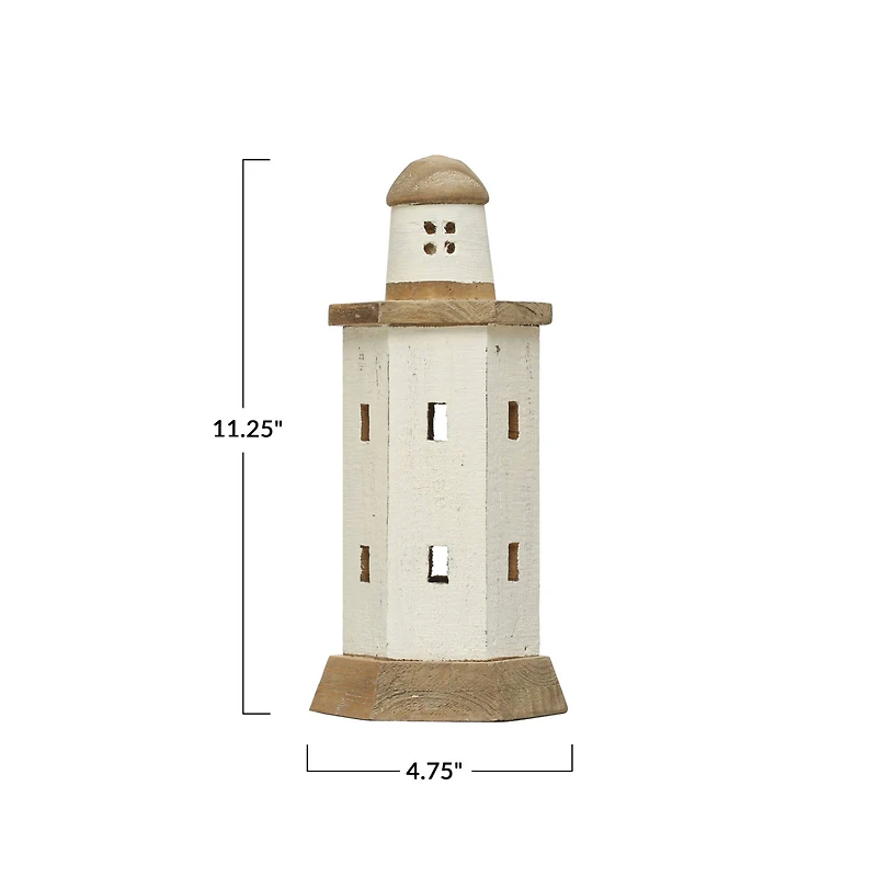 Hello Honey® 11.5" Natural and White Decorative 2-Tone Wood Light House