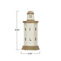 Hello Honey® 11.5" Natural and White Decorative 2-Tone Wood Light House
