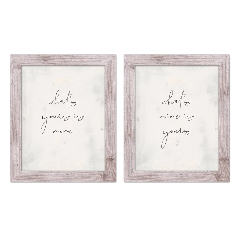 What's Mine is Yours and Yours is Mine 16" x 20" Western White Framed Print - Set of 2