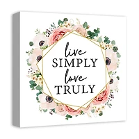 Live Simply Love Truly Floral Canvas Art