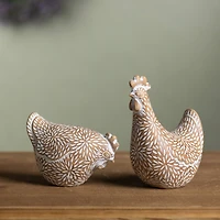 Etched Chicken Figurine Set