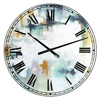 Designart 'Teal And White Composition Large Modern Wall Clock