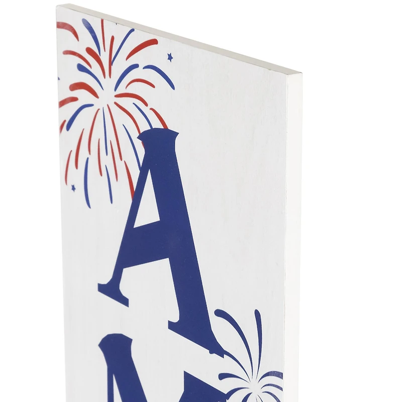 36" America Fireworks Wooden Wall Sign