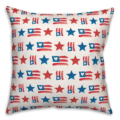 Flags & Stars Pattern Throw Pillow