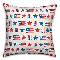 Flags & Stars Pattern Throw Pillow