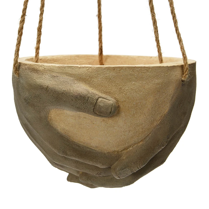 Hanging Hands Cement Planter with Jute Hanger