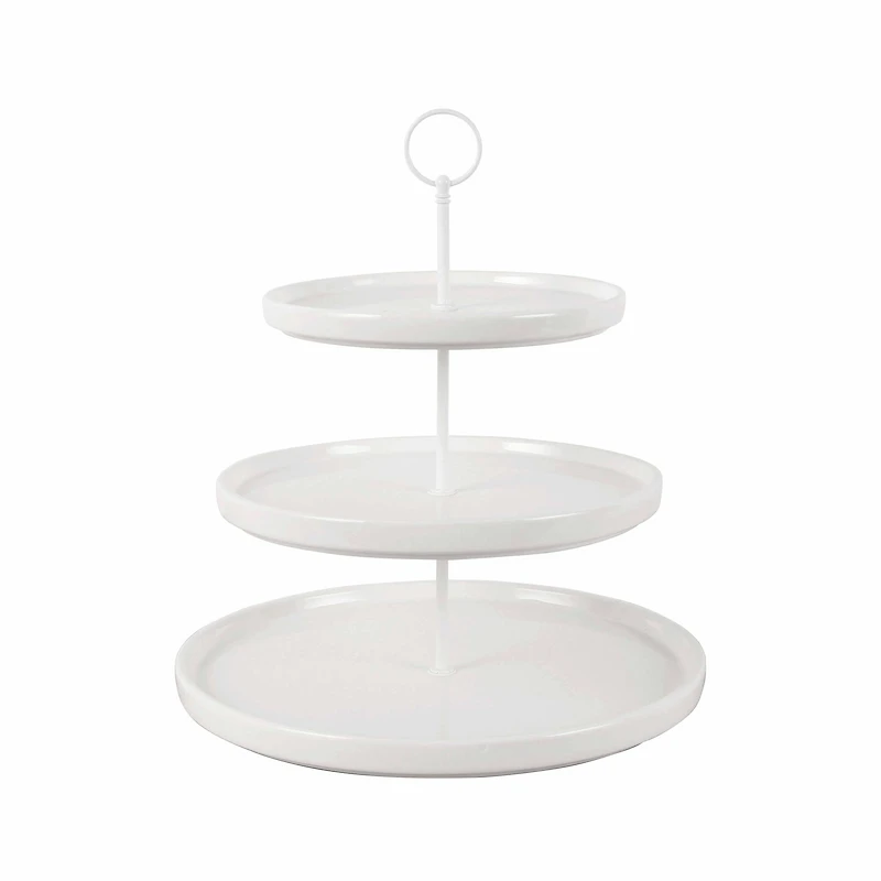 13.5" White 3-Tier Ceramic Cake Stand by Celebrate It™