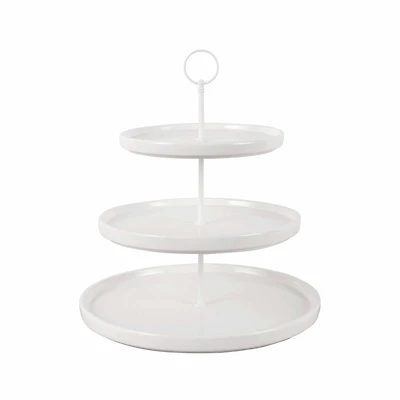 13.5" White 3-Tier Ceramic Cake Stand by Celebrate It™