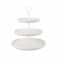 13.5" White 3-Tier Ceramic Cake Stand by Celebrate It™