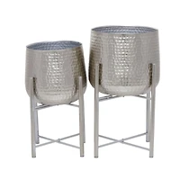 Silver Transitional Planter, Set of 2" 19", 16"