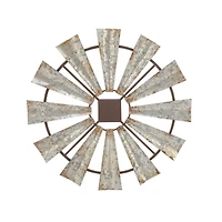 Silver Farmhouse Decorative Windmill Wall Accent