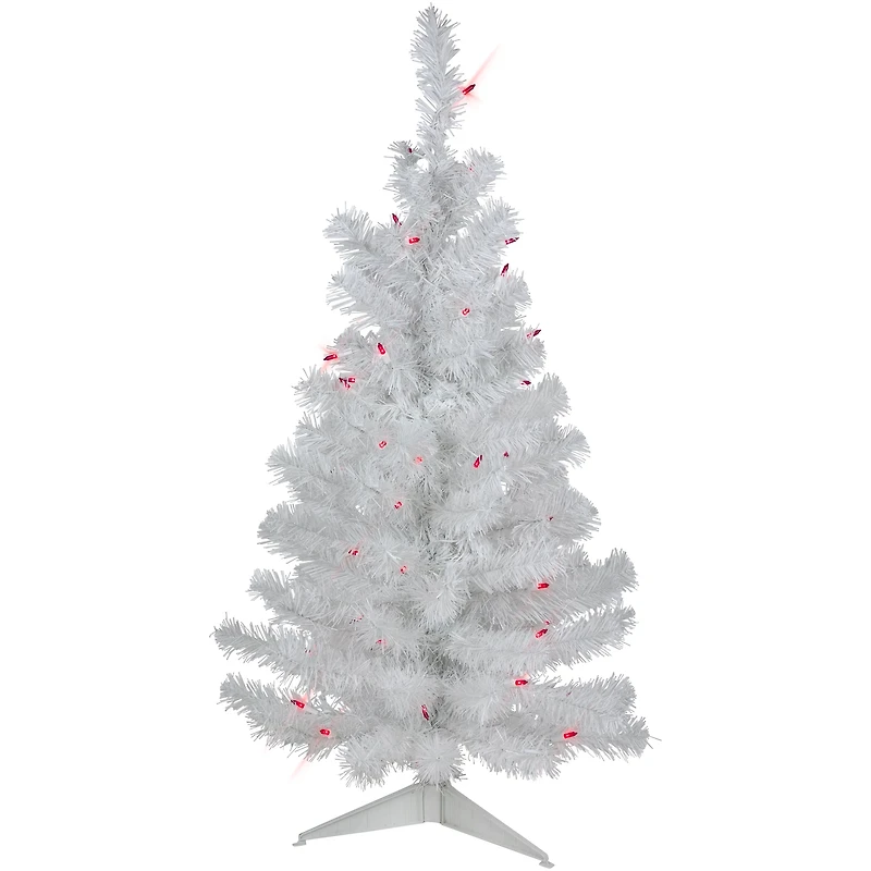 3ft. Pre-Lit White Iridescent Pine Artificial Christmas Tree, Pink Lights