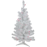 3ft. Pre-Lit White Iridescent Pine Artificial Christmas Tree, Pink Lights