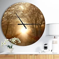 Designart Path To Sunlight In Autumn Forest Wall Clock