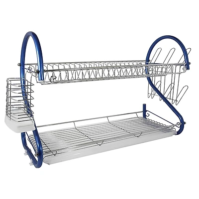Better Chef Blue 2-Tier 22" Chrome Plated Dish Rack