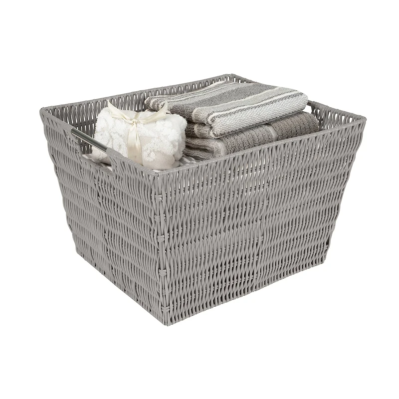 Simplify Large Gray Rattan Storage Tote Basket