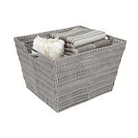 Simplify Large Gray Rattan Storage Tote Basket