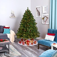 7ft. Pre-Lit Wyoming Mixed Pine Artificial Christmas Tree, Clear LED Lights