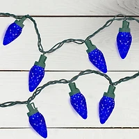 50ct. Blue LED Faceted C9 Christmas String Lights with Green Wire