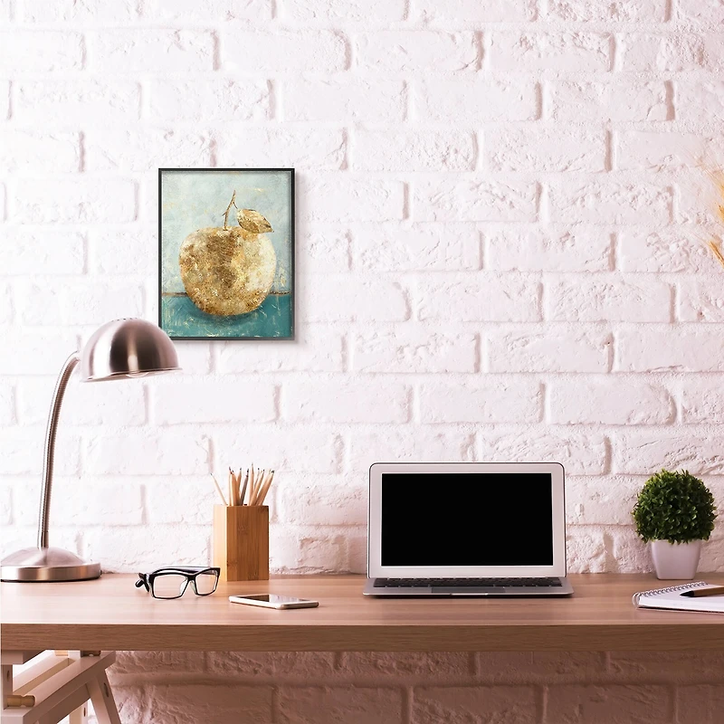 Stupell Industries Golden Apple Painting Wall Art in Frame