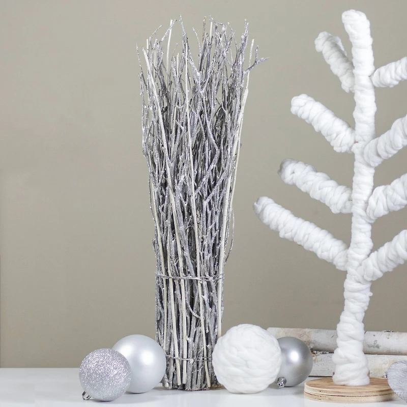 19.5" White Yarn Wrapped Christmas Tree Tabletop Decoration