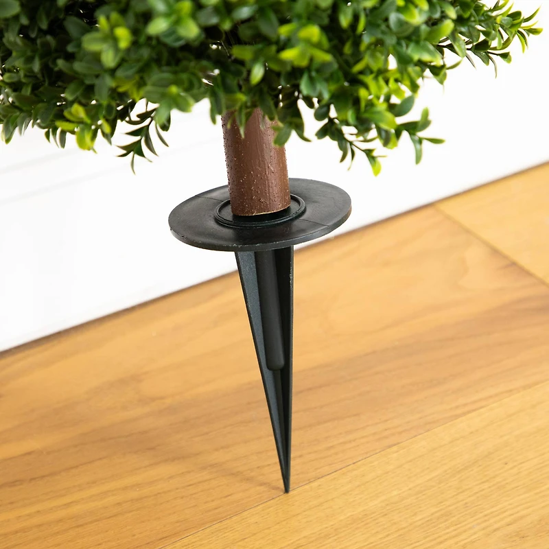 4ft. UV Resistant Artificial Boxwood Plant with Integrated Ground Stake (Indoor/Outdoor) - Set of 2