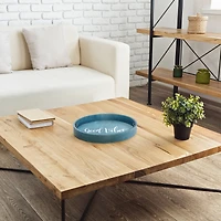 Elegant Designs™ 13.8" Round Good Vibes Serving Tray with Handles