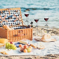 Mind Reader Silver 5-Piece Set Picnic Metal Wine Sticks Holder for Wine Bottle & Wine Glasses