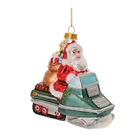 5" Glass Snowmobile Santa Ornaments, 6ct.