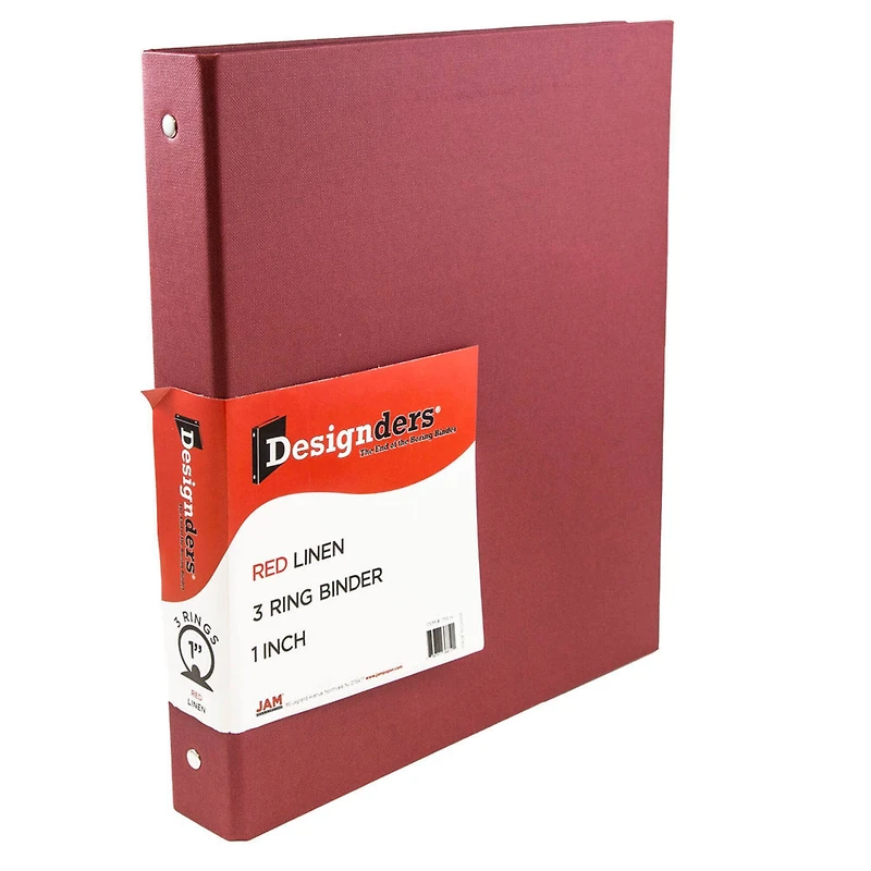 JAM Paper 1" Premium Red Linen Texture 3-Ring Binder
