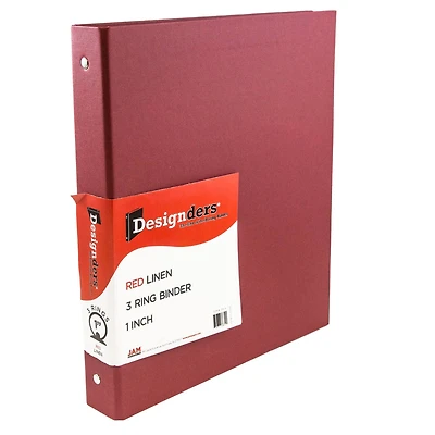 JAM Paper 1" Premium Red Linen Texture 3-Ring Binder