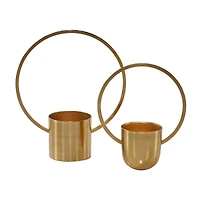 CosmoLiving by Cosmopolitan Set of 2 Gold Metal Glam Planter, 11", 14"