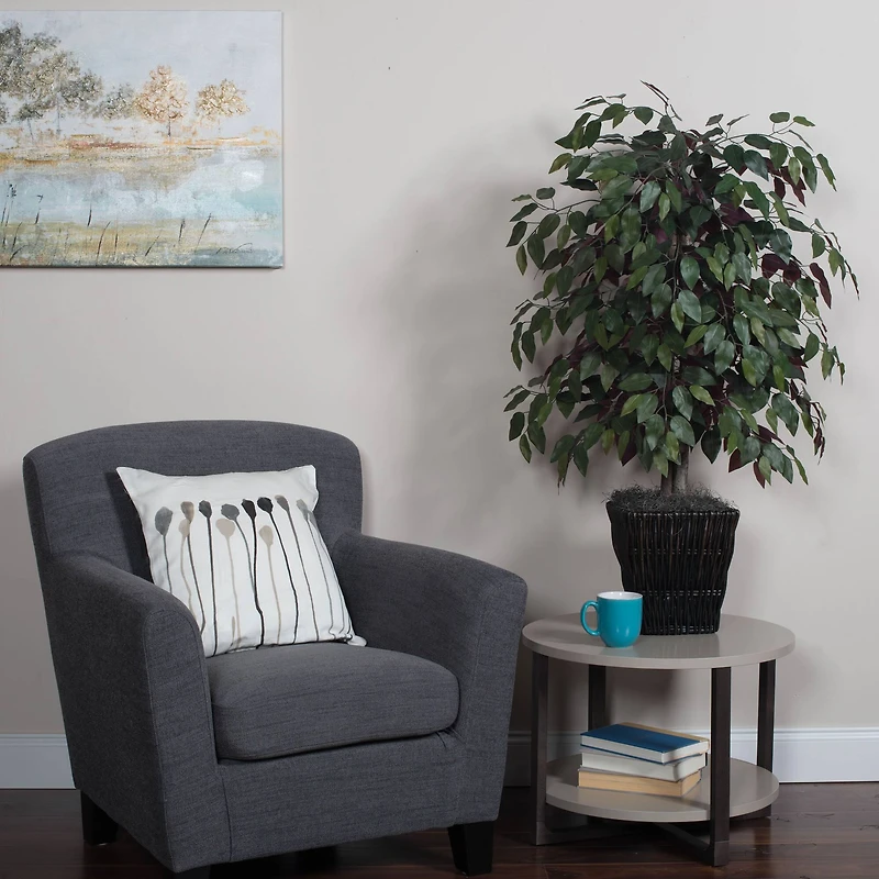 4ft. Artificial Capensia Bush with Square Willow Basket