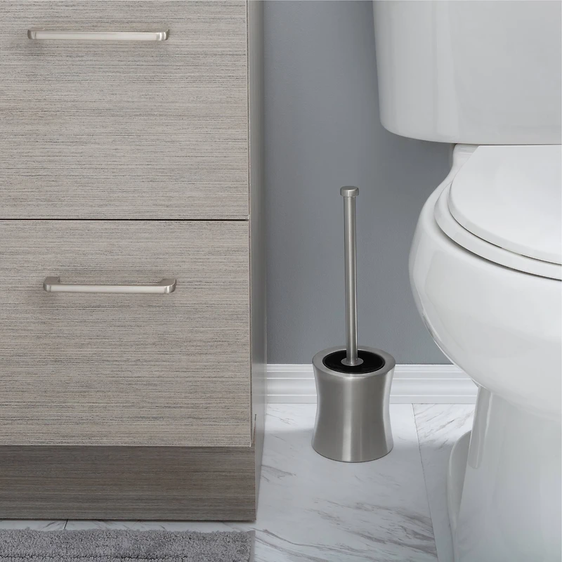 Bath Bliss Hour Glass Shaped Stainless Steel Toilet Brush & Holder