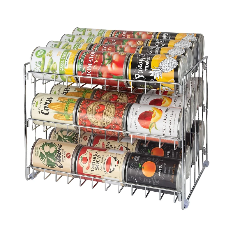 Kitchen Details 3-Tier Chrome Can Storage Organizer Rack