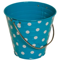 JAM Paper Small Blue with Small White Dots Metal Pail Buckets, 6ct.