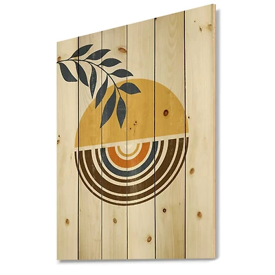 Designart - Abstract Sun Moon Leaves III