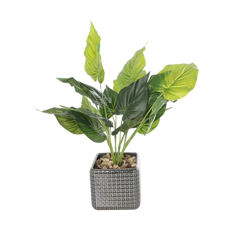 20" Green Foliage Artificial Plant with Black Ceramic Pot