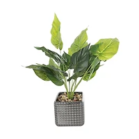 20" Green Foliage Artificial Plant with Black Ceramic Pot