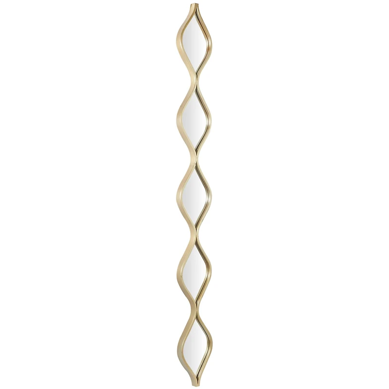 Gold Metal Slim Stacked Chain 5 Layer Wall Mirror with Tear Drop Pattern 7" x 1" x 59"
