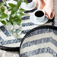 Black Mother of Pearl Modern Tray Set